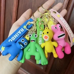 Rainbow Friends Anime Keychain para Crianças, 3D Cartoons Figuras, Modelo de Jogo, Mochila PVC, Decoração Do Carro, Boneca Pingentes, Presente Toy, Novo