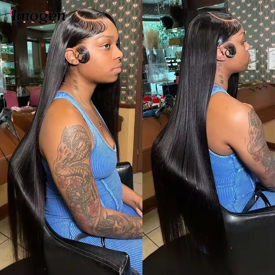 

40 42 Inch 13x6 Hd Transparent Lace Front Wigs Human Hair Pre Plucked 200% Density 13x4 Straight Lace Frontal Wigs For Women