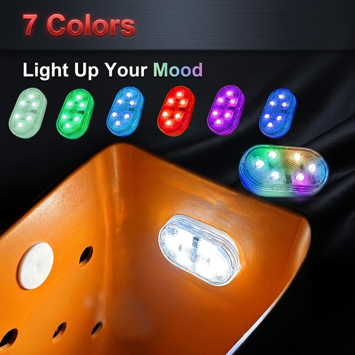 RGB Touch-Control Autoinnenbeleuchtung USB-Aufladbar 6 LED-Perlen Auto-Fußraumbeleuchtung 7-Farben Auto-Deckenleuchte Nachtlicht – Detail 2