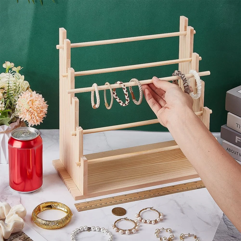 Durable Solid Wood Bracelet Display Stand Multistep Ladder 4/6 Layer Jewelry Organizer Strong Load-bearing Bracelet Holder