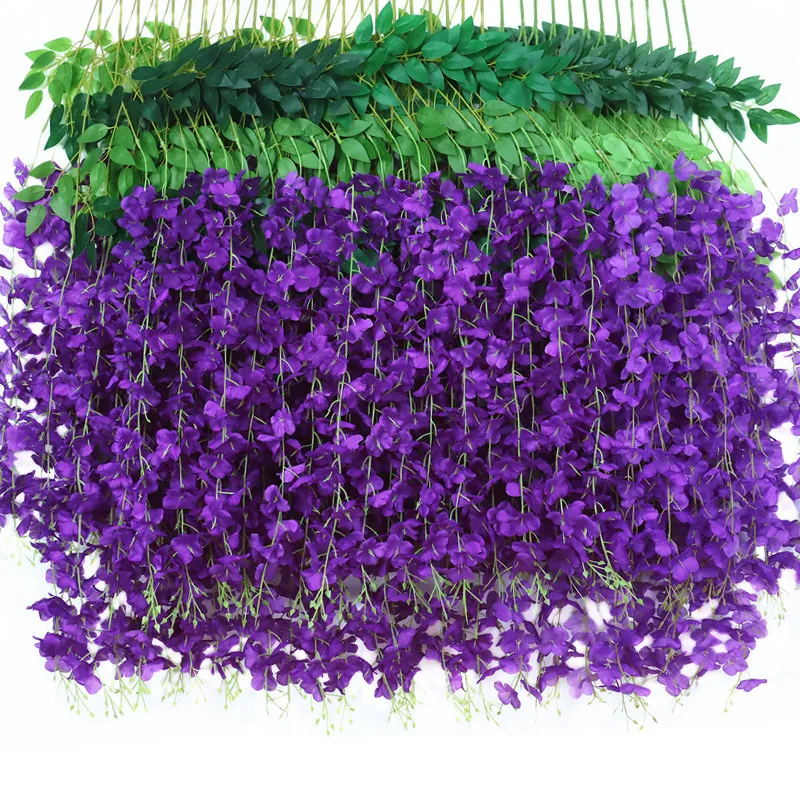 

12pcs Artificial Hang Wisteria Flower Vine Outdoor Wedding Garden Party Home Ceiling Door Wall Decoration Accessorie Photo Props