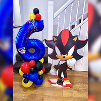 27 Pieces Sonic Boy Theme Black Sonic 1-9 Years Colourful Party Decoration Balloon Set Surprise Gift for Kids