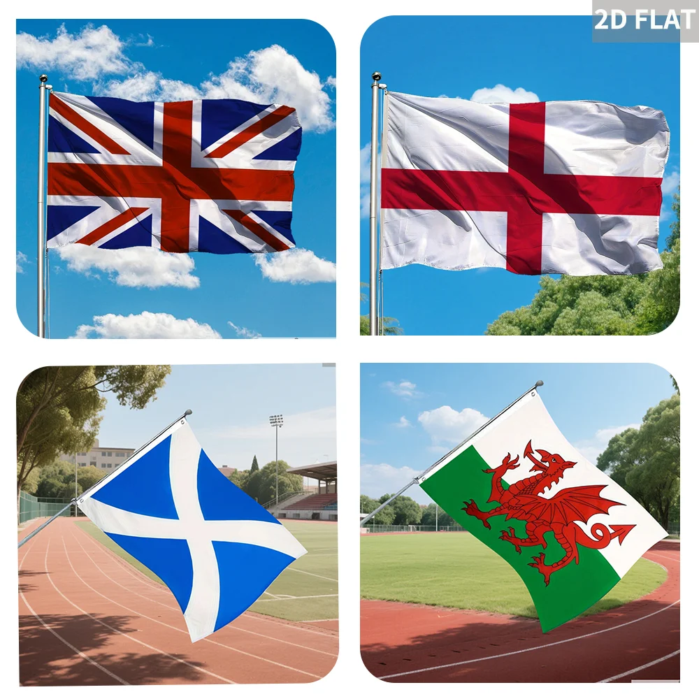 

1pc UK National Flag, 60x90cm/90x150cm/120x180cm England Scotland Wales Union Jack Flag, Durable Polyester Fabric with Grommets