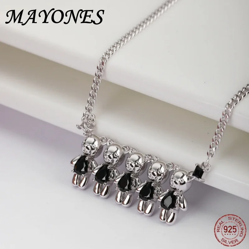 

NewS925 Sterling Silver Light Luxury Niche Hip-hop Sweet and Cool Five Little Bears Pendant Women's Gift Free Shipping