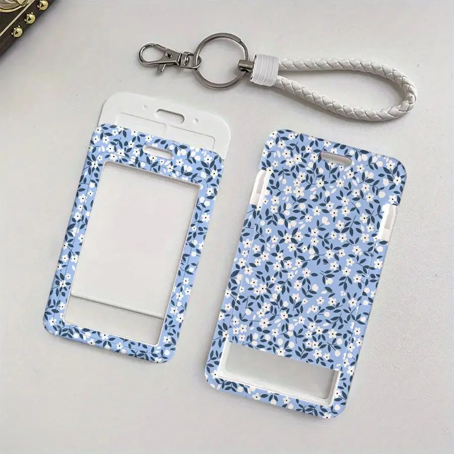 Cover Case 1Pc Card Holder Retractable Credit Card Holders Holders Child Bus with lanyard Badge Bank ID Beautiful Floral