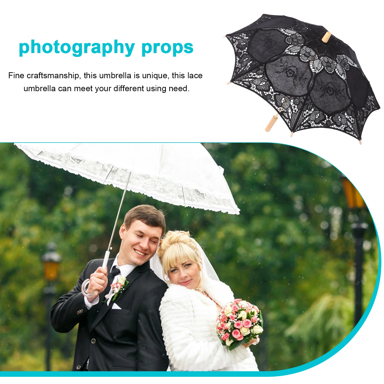 

Exquisite Lace For Wedding Photography Props Elegant Bridal Parasol Vintage Decorative Bridal Veil Lace Parasol Umbrella For Tea