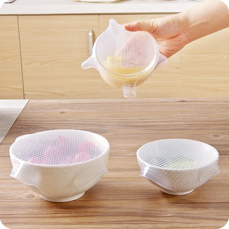 Kitchen Adaptable Silicone Lids Reusable Silicone Cover Bowl Food Wrap Seal Vacuum Lid Stretch DH094