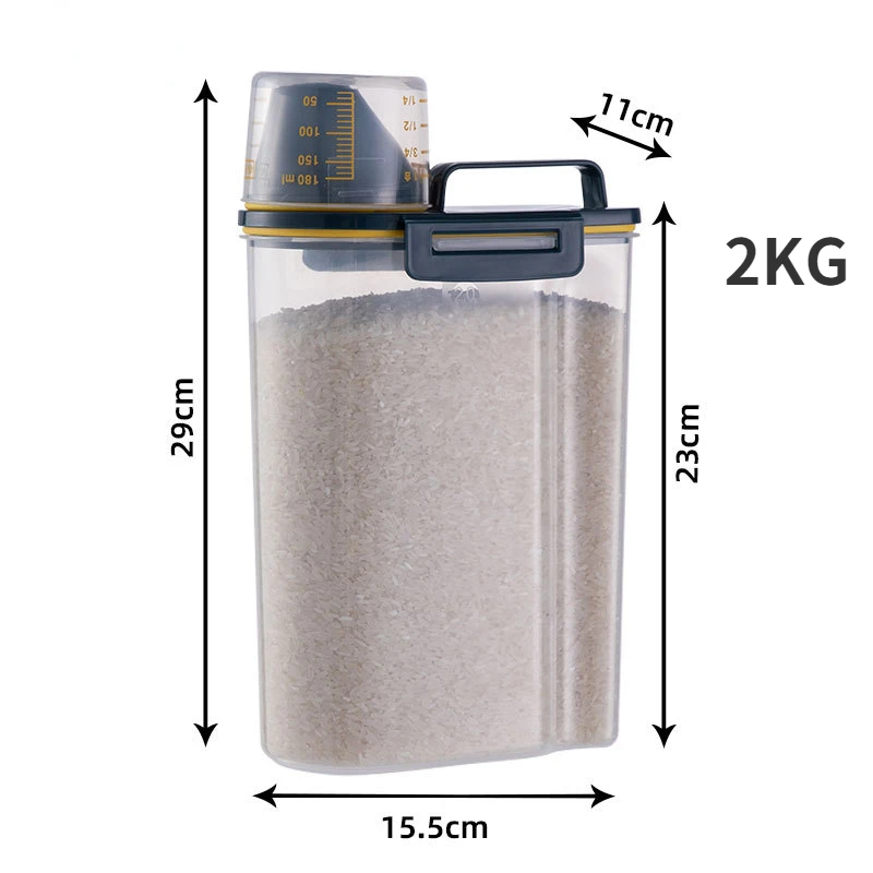 Dog Cat Food Pail Plastic Storage Tank with Measuring Cup Container Moisture-proof Sealed Jar Pet Supplies Accessories