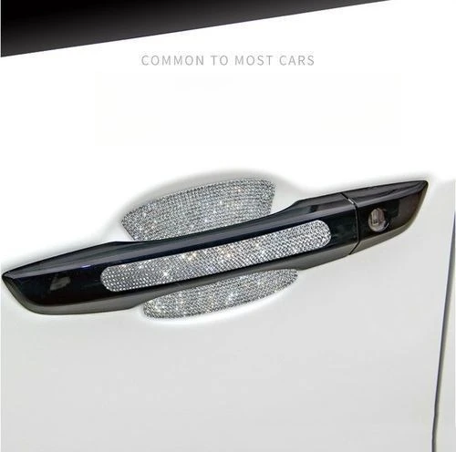 Rhinestone Car Door Handle Stickers Bowl Scratch Protector Reflective Anti-scratch Decorative Film Universal Accessories