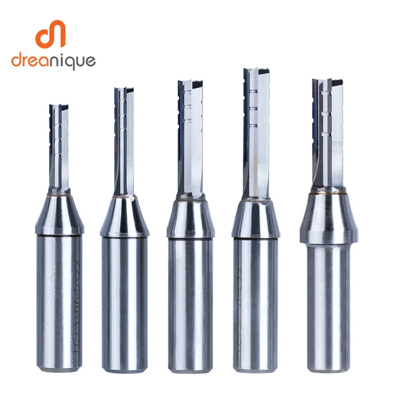 Dreanique 1PC TCT Trimming Router Bit 1/2 Shank 3 Flutes Straight Carbide Milling Cutter For Plywood Chipboard MDF Wood