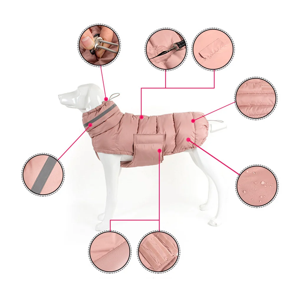 Winter Dog Clothes Reflective Waterproof Pet Down Jacket for Small Medium Dogs French Bulldog Golden Retriever Rain Coat Outfit