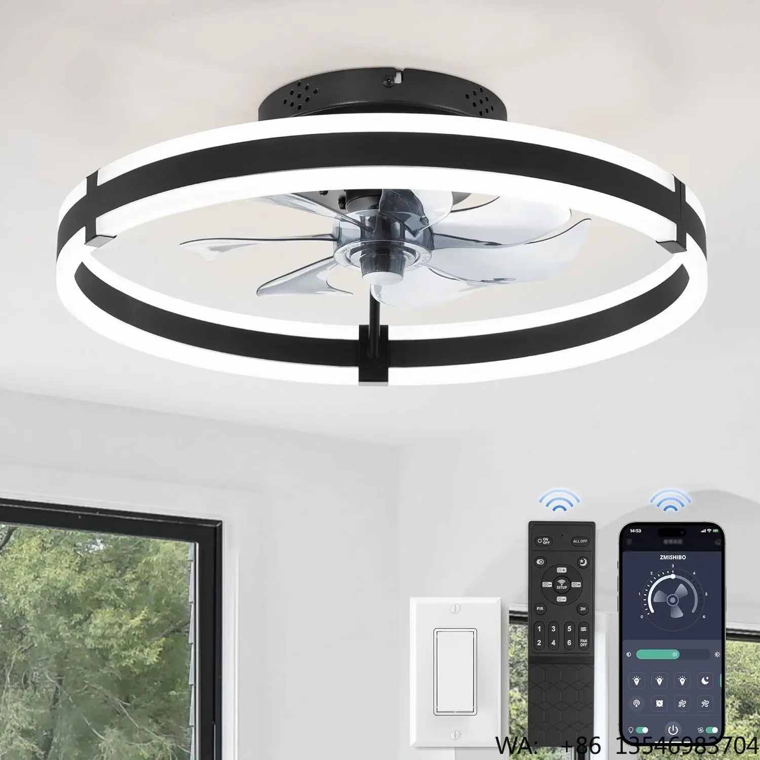 Ceiling Fans With Lights and Remote Modern Flush Mount Led Fan Light Fandelier Ceiling Fans for Bedroom