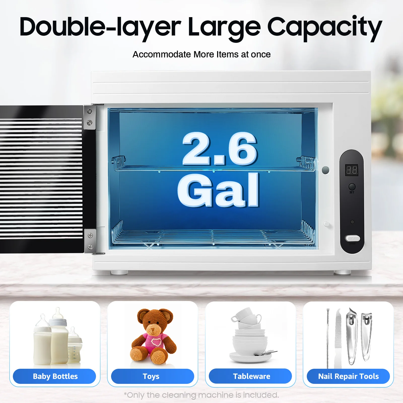 Esterilizador y Secador UV de 10L de Gran Capacidad, Caja de Desinfección con Ozono y Luz UV, Pantalla LED, 3 Temporizadores, para Herramientas de Salón de Uñas y Biberones