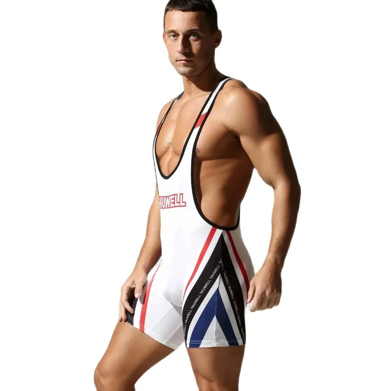 New Men's Seamless Body Shaping Bodysuit Sexy One-Piece Gym Sports Vest Male Boxers Wrestling Singlets Comfortable Jumpsuit
