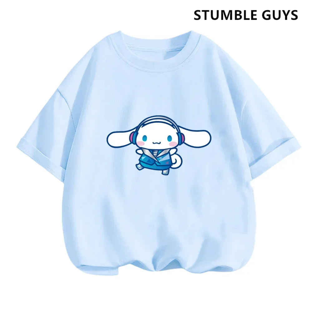 New MINISO Cinnamoroll T-shirt Children's Clothing Girls Summer Boys Short-sleeved Sanrio Cartoon T-shirt Baby Trucksuit