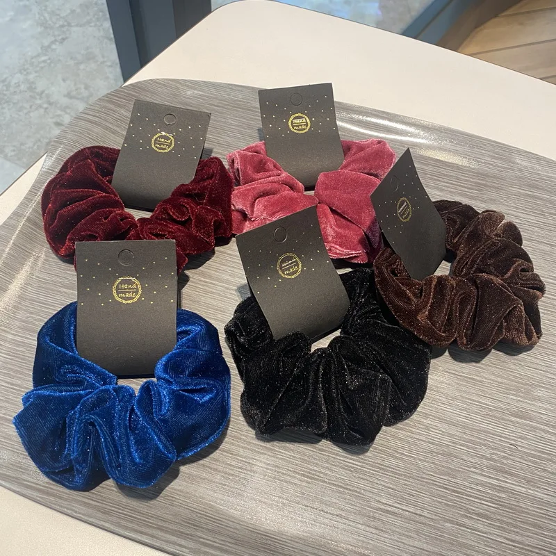 Korea velvet scrunchies for women big velvet hair bands girls elastic satin hair tie lady crunchy for hair headdress chouchou