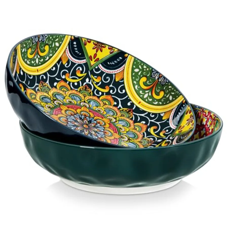 

Large Serving Bowls 78 Oz Extra Large Salad Bowls Set of 2 Bohemian Decorative Bowls for Salad Fruit Pasta and Dinner Serving D