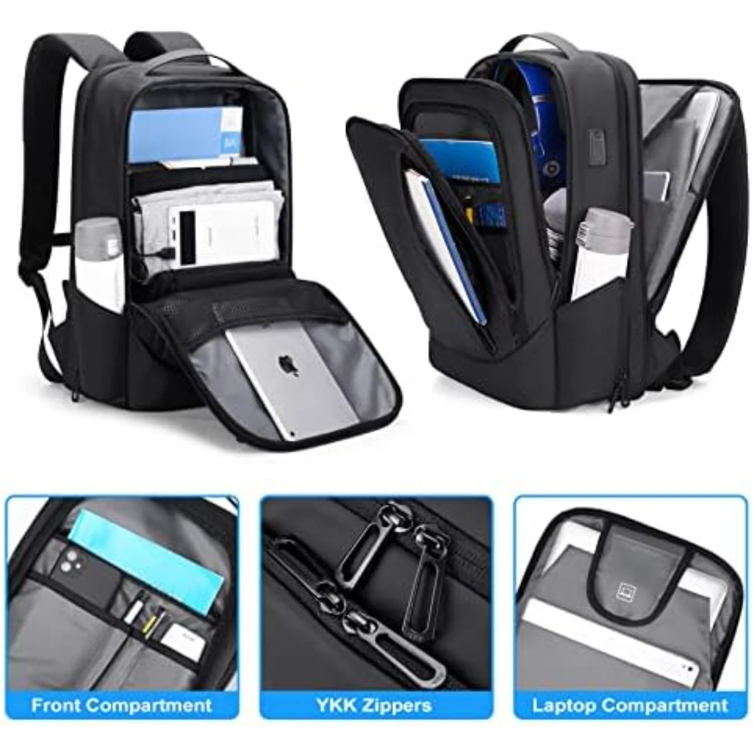 FENRUIEN Business Travel Laptop Backpack 15.6 Inch, Expandable Water Resistant with USB Port and for College/Work