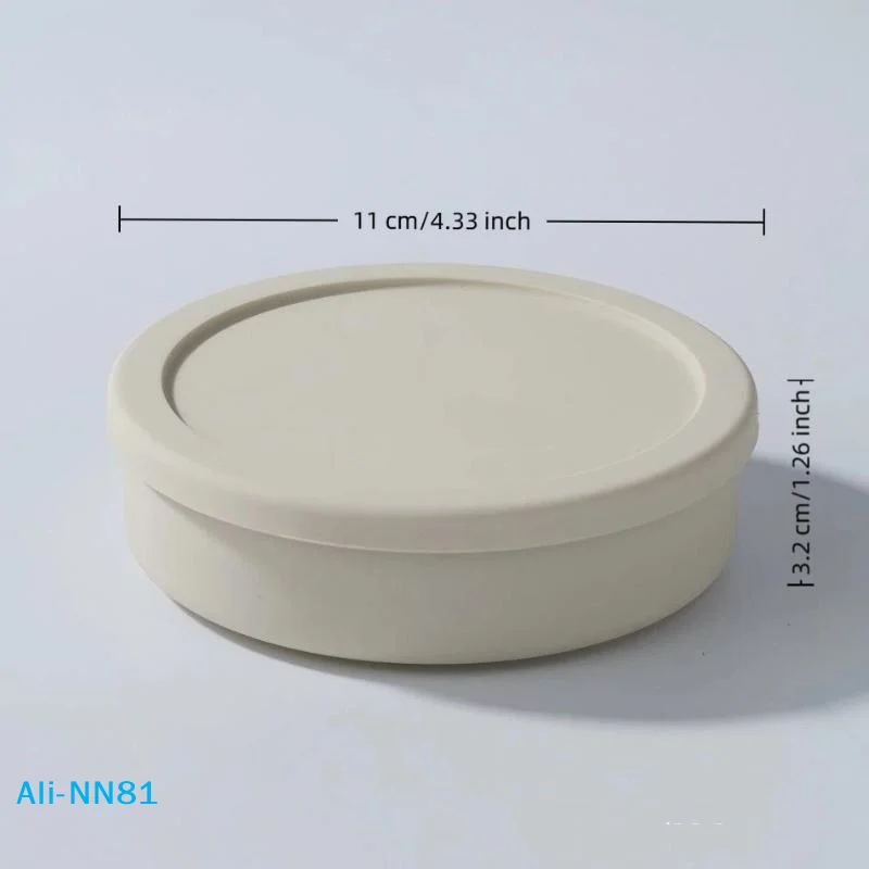 【N】Circular Beef Patty Silicone Lunch Box Microwave Heated Silicone Fresh-Keeping Box, Snack Salad Bento Box