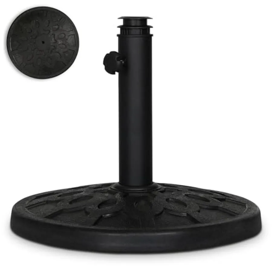 

Backyard Expressions 20 lb Round Patio Umbrella Base Heavy Duty Resin-Coated Calcium Carbonate Stand with Adjustable Pole Adapt
