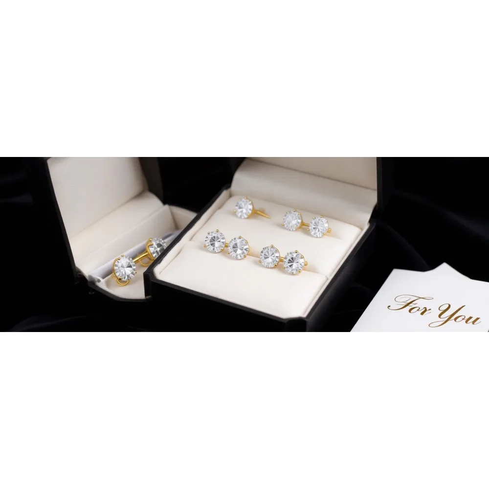 

Серьги-гвоздики из стерлингового серебра 925 пробы с позолотой 14K и фианитами для женщин, имитация бриллиантов