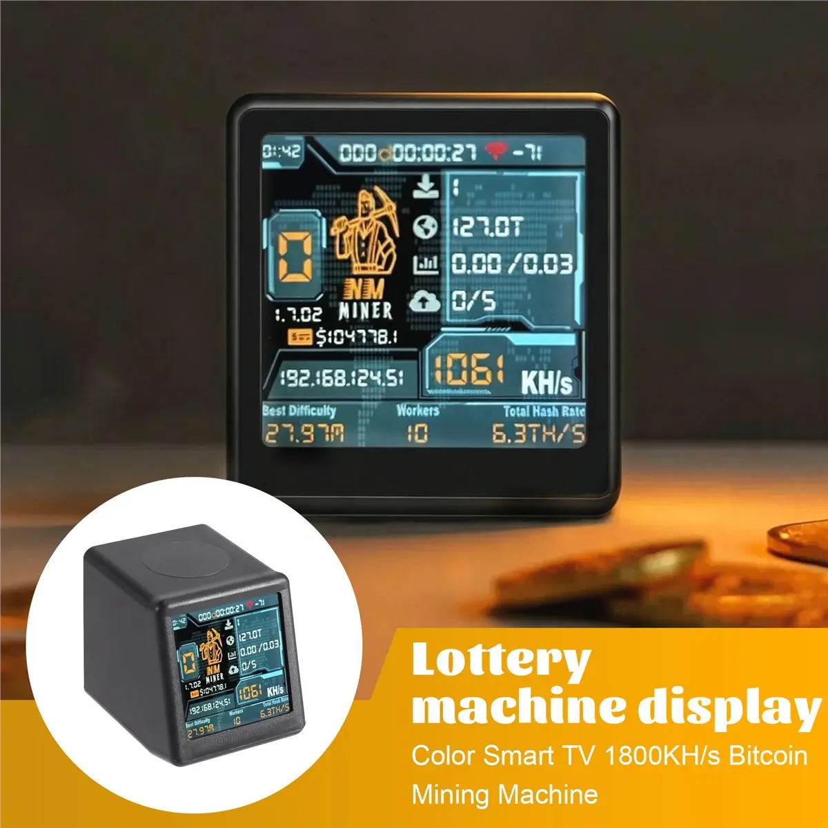 giftnew-カラフルスマートテレビ-1800-s-btc-solo-ディスプレイ-テクノロジー愛好家へのギフト、暗号マイニング用ディスプレイ