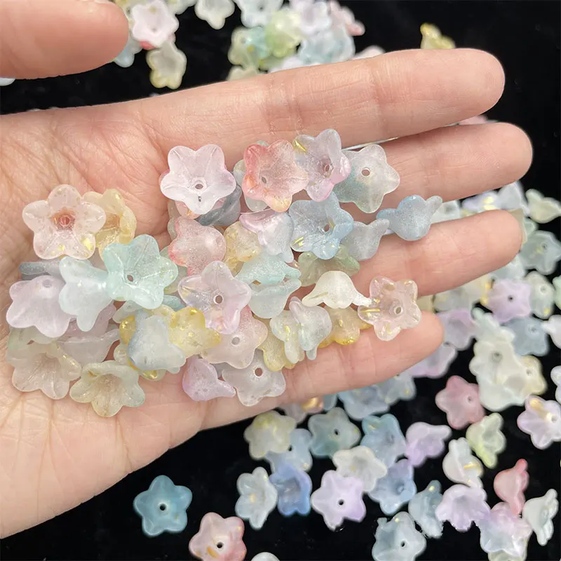

100Pcs Colorful Flower Shape Acrylic Beads Wind Chime Flower Horn Beads For Jewelry Making Hairpin Handmade DIY Accessories