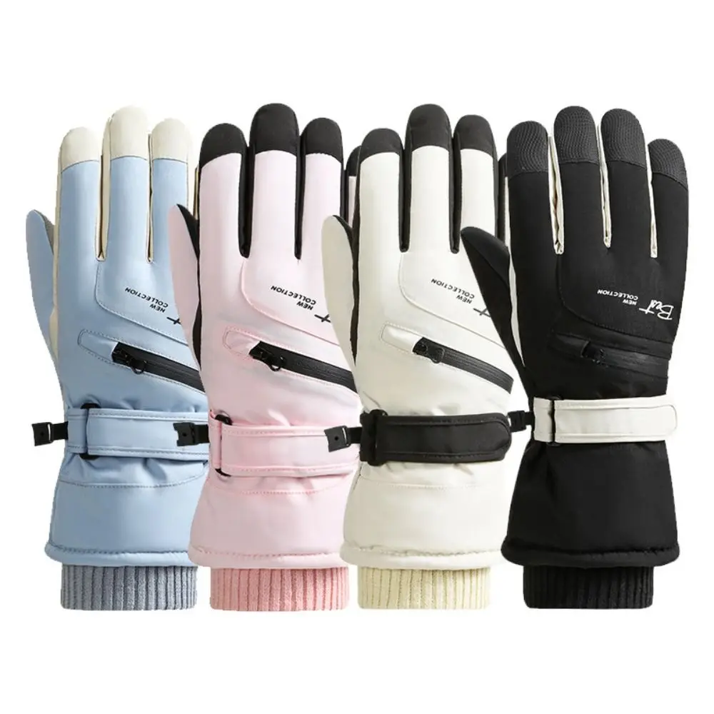 

With Zippered Pocket Ski Gloves Full Finger Thicken Touchscreen Gloves Couple Gloves Bicycle Motorcycle Gloves Outdoor Sports