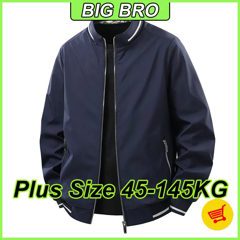 

Men's Plus Size Business Jacket M-8XL Spring Autumn Mid Age Coat Casual Commuter Jacket High-quality Stand-up Collar Top Clothes