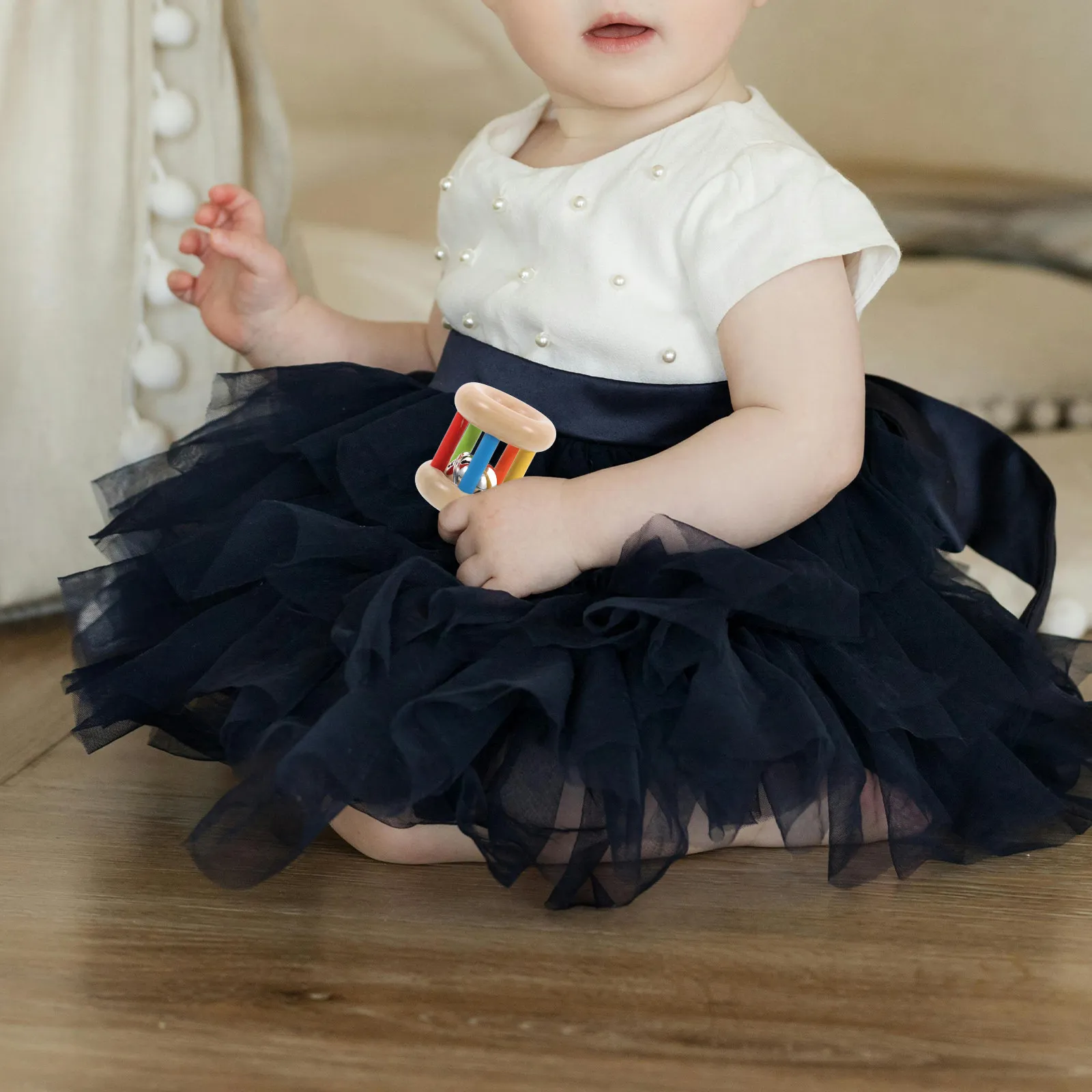 

1 шт. Деревянный разноцветный ручной колокольчик для развития слуха и моторики у детей, тренажер-погремушка