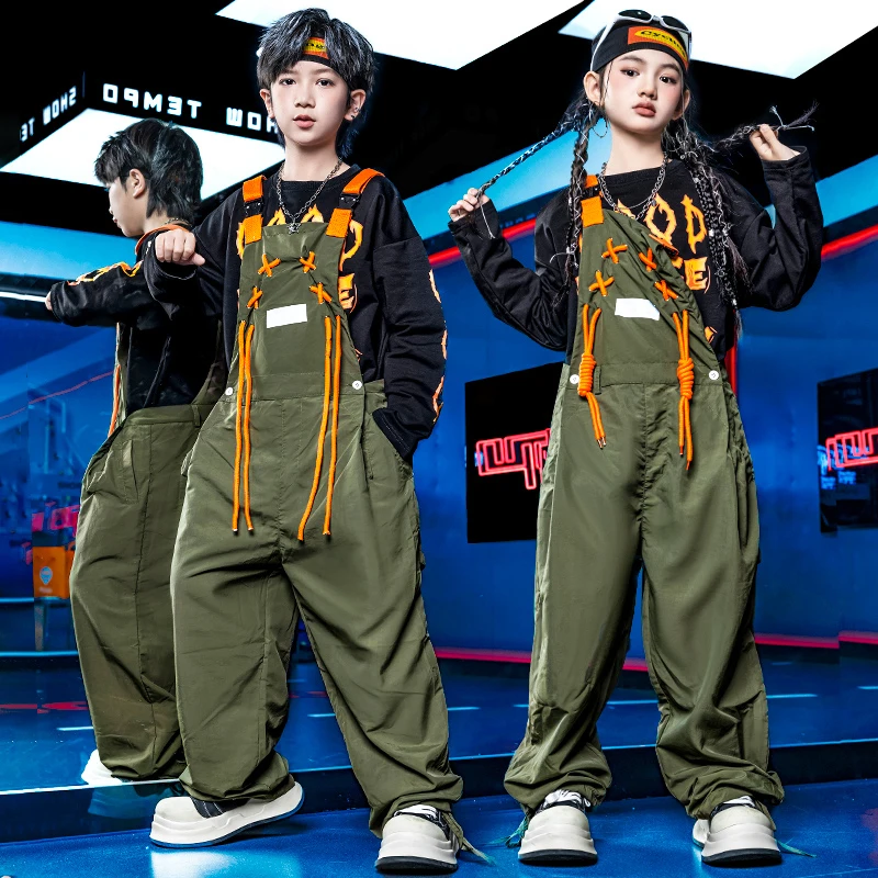 Korean Fashion Kinder Hip Hop Overall Anzug Dance Rapper Kleidung Set Junge Mädchen Hiphop Streetwear Kinder Bühne Leistung Uniform