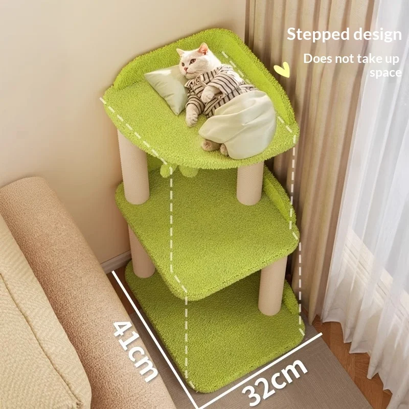Torre para gatos compacta con cama, plataforma y juego de salto - imagen 3