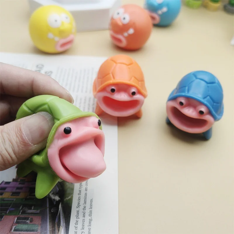 Squishy Pop Out Tongue Animal Fidget Toys, Cute Pufferfish Turtle Pig Goldfish Stress Relief Squeeze Toy, Novelty Funny Vent Toy