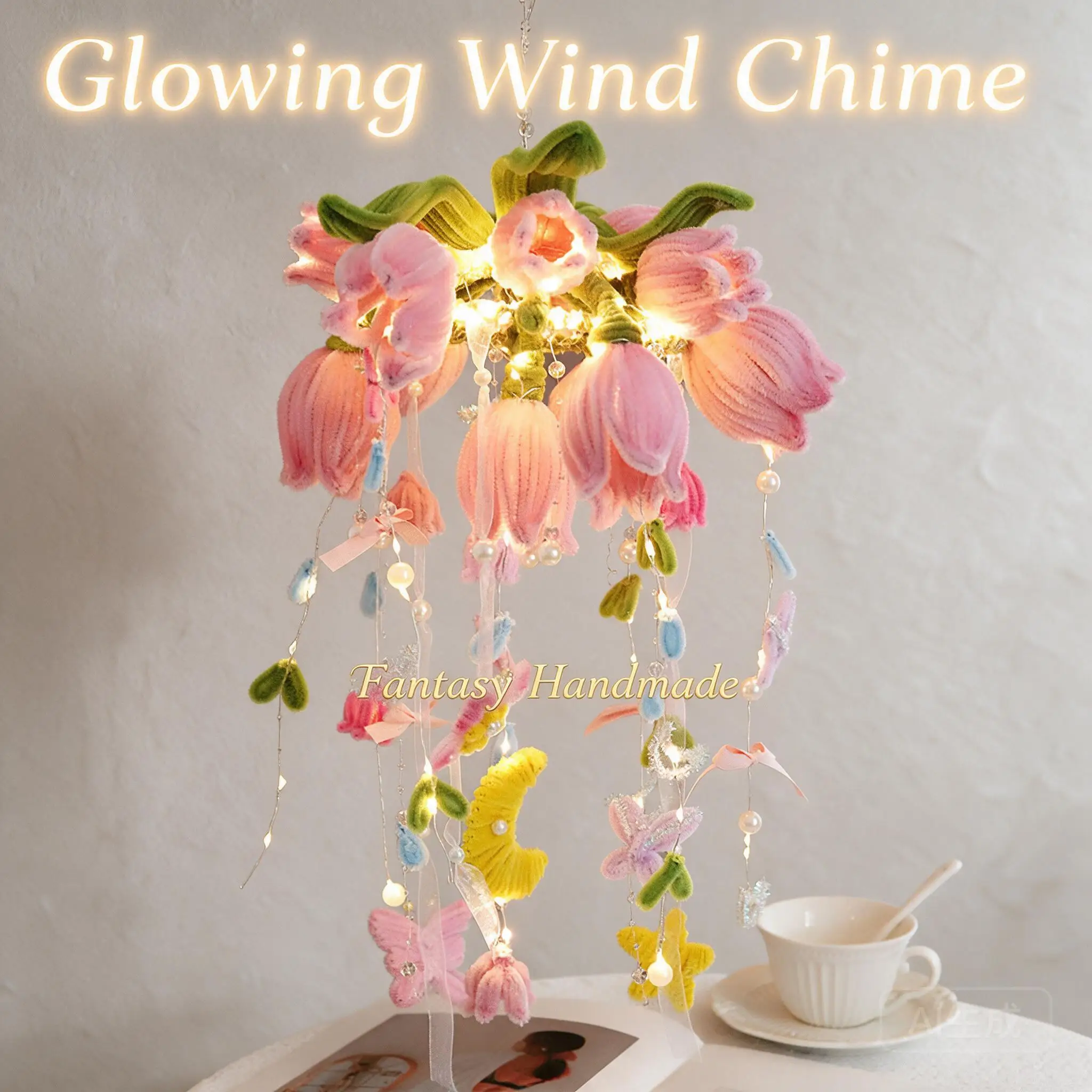 Diy Handmade Pipe Cleaner Lily Of The Valley Wind Chime Kit Glowing Night Light Craft Set For Home Decor Lovely Best Friend Gift