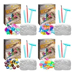 Gemstones Excavation Kit for Children, Brinquedo Educativo, Gem Dig, Mineral, Arqueológico, Geologia STEM, Presente para Crianças