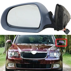 For Skoda Superb 2008 2009 2010 2011 2012 2013 2014 2015 Car-Styling Heated & Electric Wing Side Rear Mirror Primed Left Side