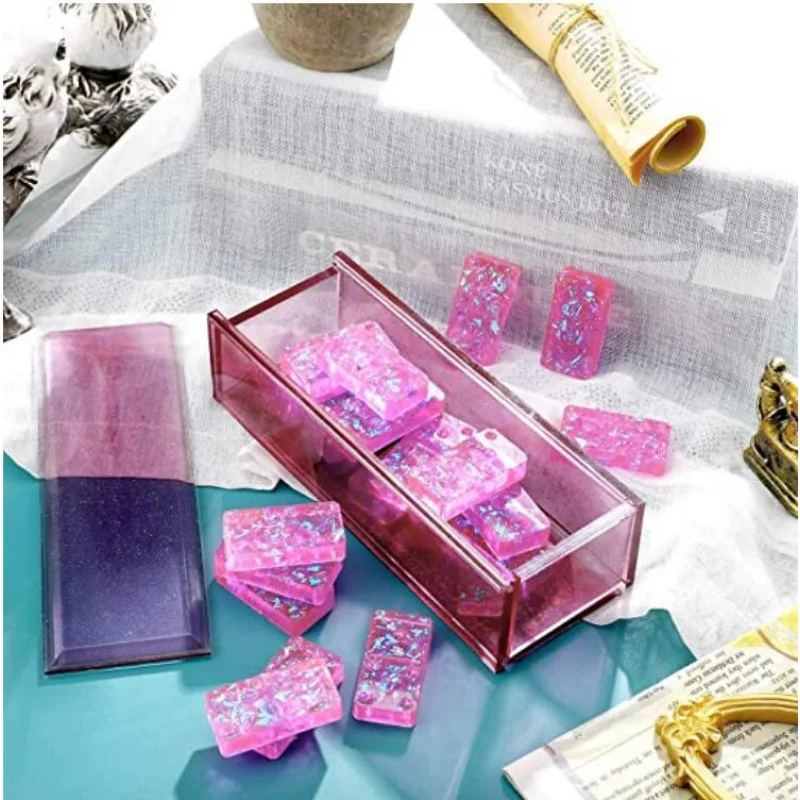 Pai Gow Resin KitDIYCrystal Resin Domino Box Storage Silicone Mold Resin