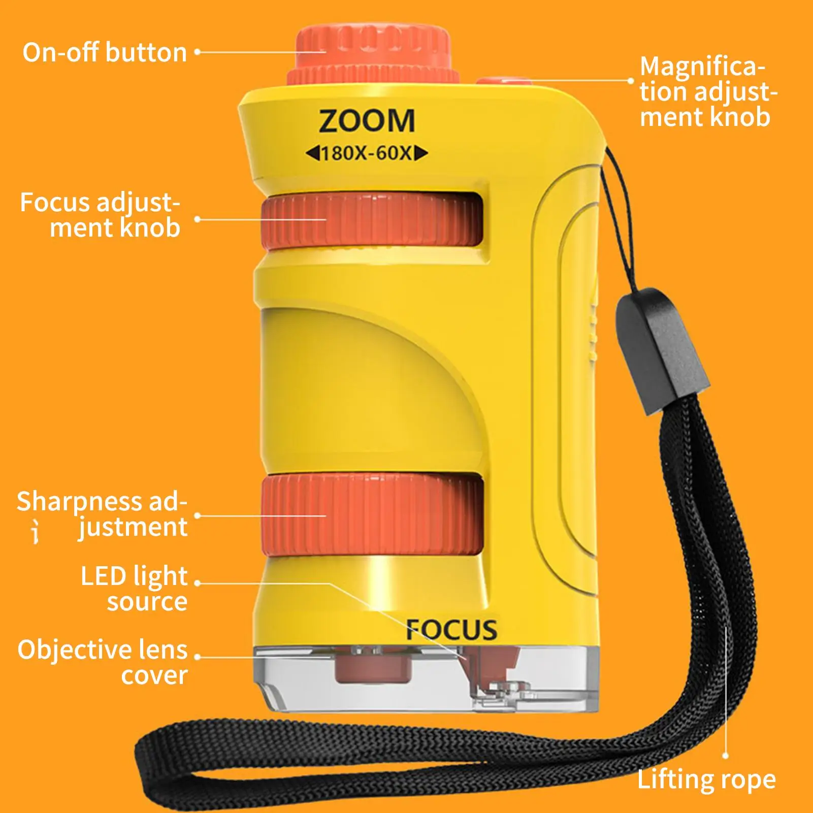 

Мини-микроскоп для детей, 60-80-кратный зум, детский увеличительный микроскоп с 12 шт. слайдами, обучающая научная игрушка для кемпинга