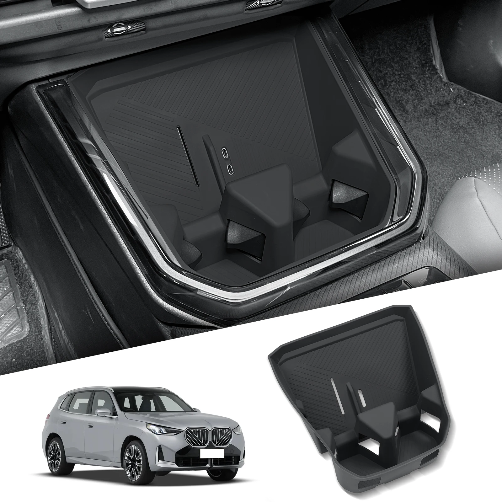 

SMABEE for BMW X3 2025 Car Anti-Slip Pad Silicone Wireless Charger Anti-dirt Pad Cup Holder Interior Accessories Black