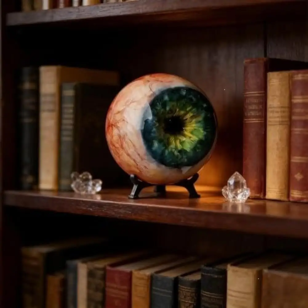Multicolor Realistic Eyeball Resin Ornament with Base Creepy Eye Ball Decoration for Halloween and Home Aesthetic Display