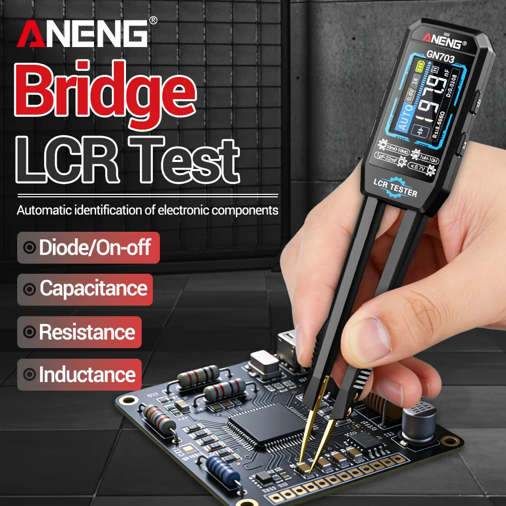 ANENG GN703 LCR Bridge Tweezers Built-in Lithium Battery 100Hz/1K/10K Precision Capacitor Resistor Inductor Diode Tester view 2