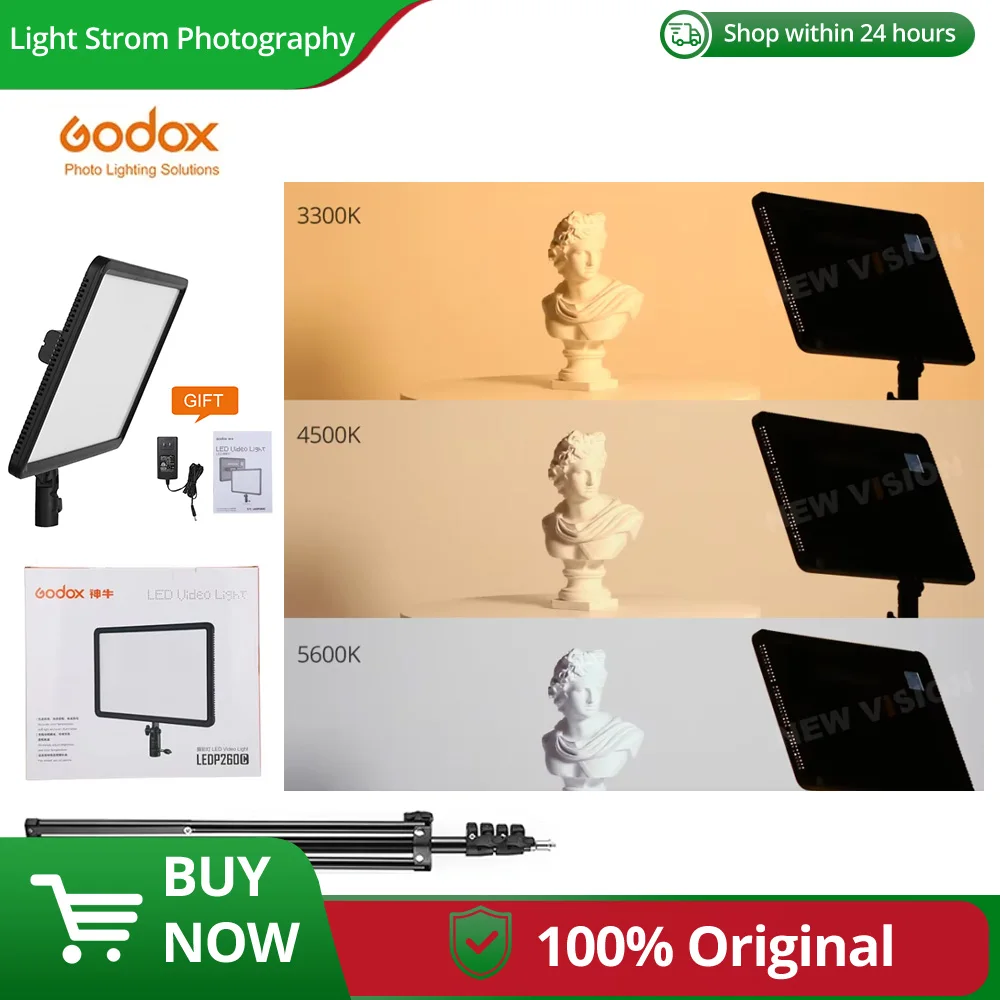 

GODOX LEDP260C Ultra-thin 30W 3300-5600k LED Video Light Panel Lamp for Digital DSLR Camera Studio Photography