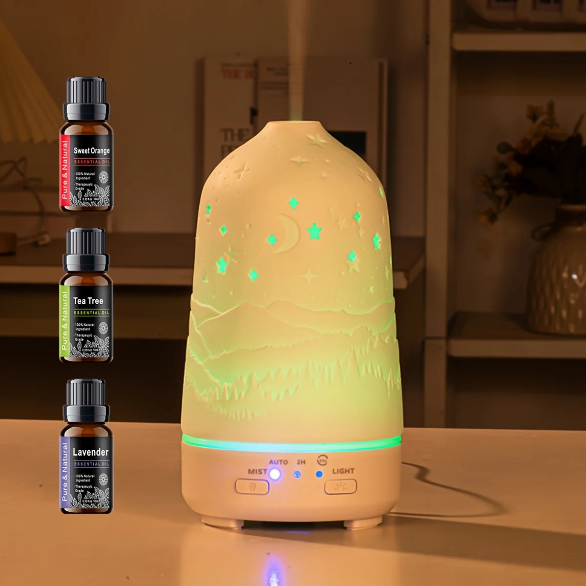 

Diffuserlove Essential Oil Diffuser 3.38oz Aroma Diffuser Mist Humidifiers 7 Color LED Lights, Auto Shut-Off Function For Bedroo