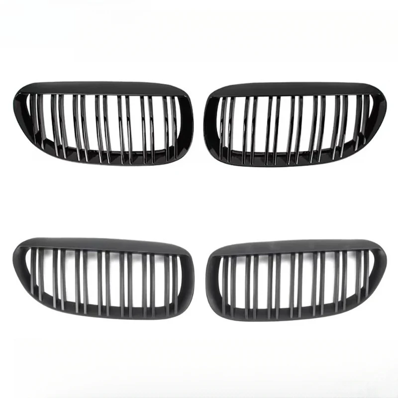 

Black Double Line Style Car Front Bumper Grilles For 6-Series E63 E64 2004-2010 Matte Racing Grill Accessories Replace