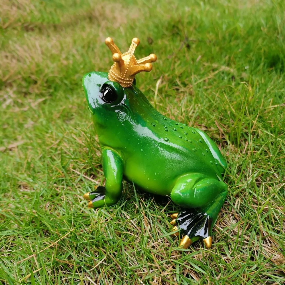 

Садовый орнамент в короне, миниатюрные статуи лягушек, материал из смолы, фигурки лягушек ручной работы, милый орнамент лягушки в помещении и на открытом воздухе