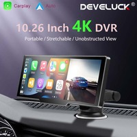 10.26 Inch 4K Car DVR Wireless Carplay&Android Auto 3840*2160P Front And 1080P Rear Camera Dashcam GPS Wifi Recorder Dual lens