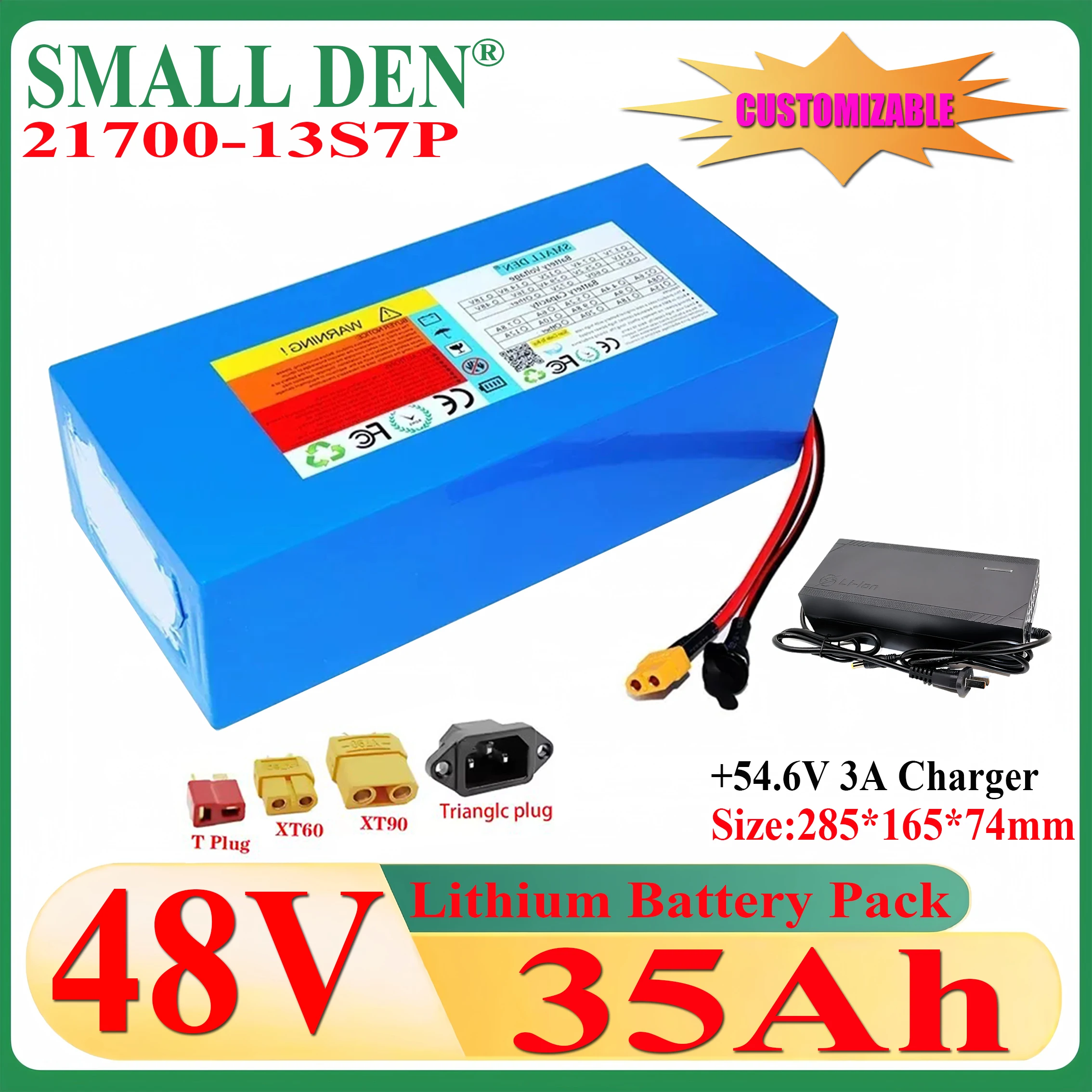 48V 35Ah 21700 13S7P lithium-ion battery pack +54.6V 3A charger 2000W power tool battery outdoor backup battery,with 40A BMS