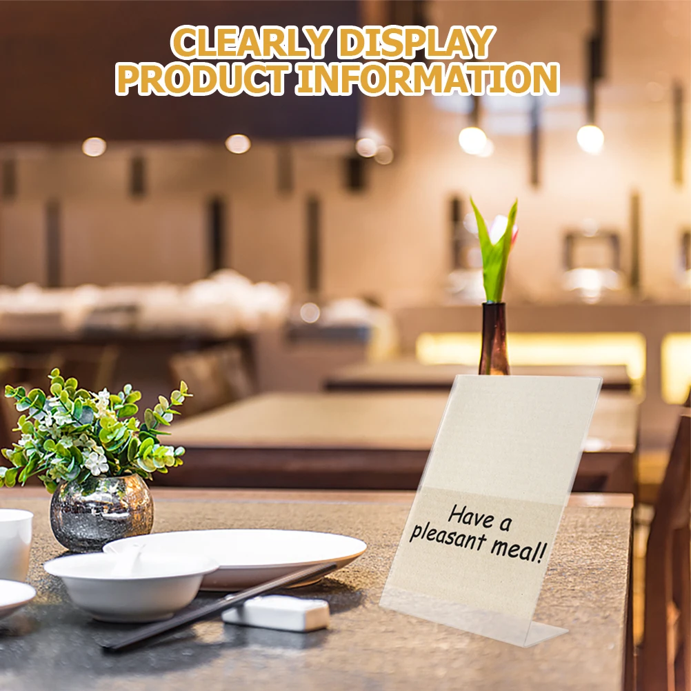 2pcs Acrylic Tabletop Display Clear Sign Holder for Desktop Trade Show Menu Poster Label Stand Design