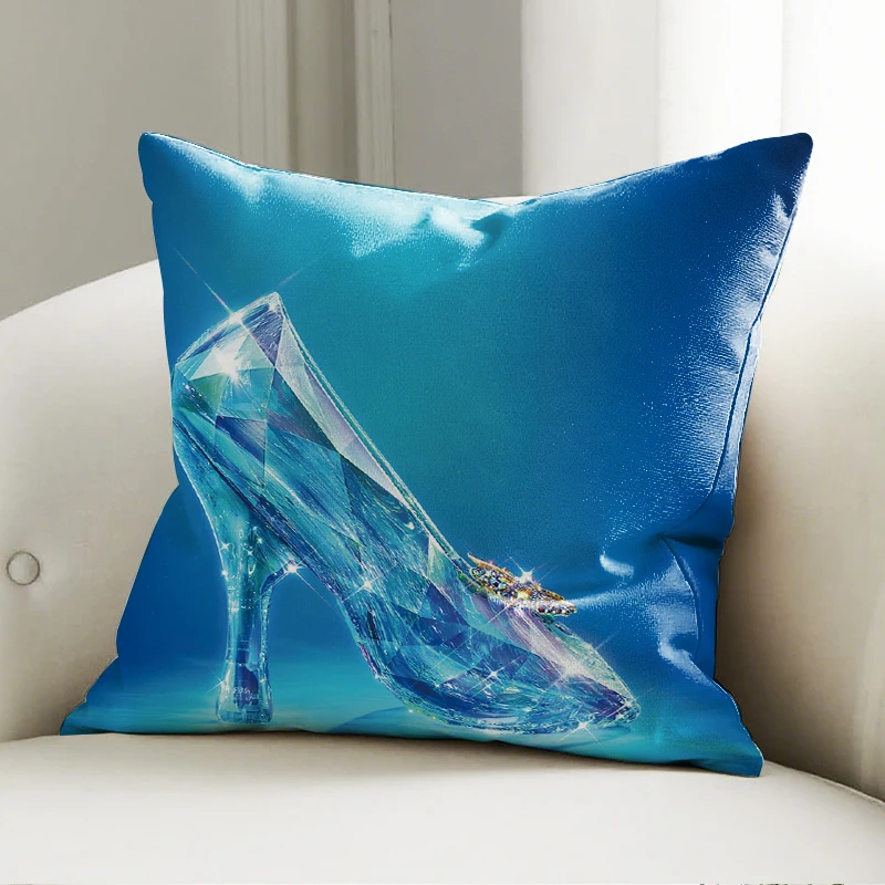 

Disney Cinderella Glass Slipper Pillow Cushion Shiny Pattern Soft Sofa Decor Throw Pillow Home Decor Gift