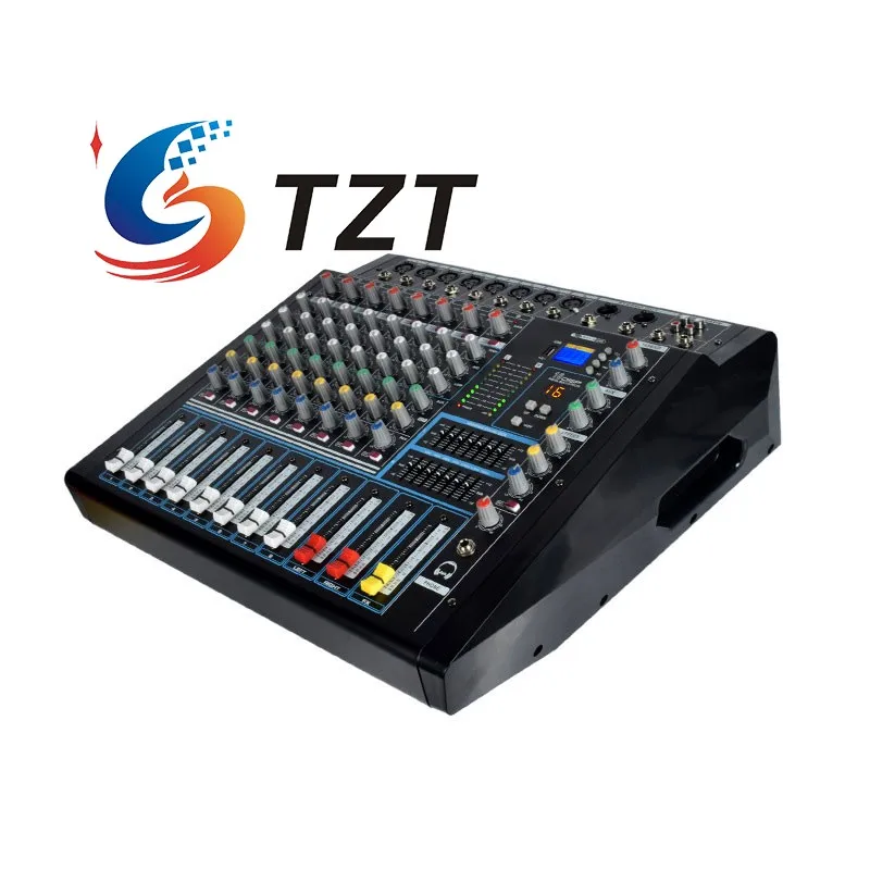 

TZT R-1600 1600W*2 Professional 8-Channel Power Mixer KTV Mixing Console with Bluetooth Reverb Equalizer